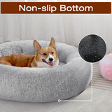 Small Dog Bed, Calming Soft Anti-Anxiety Donut Cat Bed, Washable Round Fluffy Cushion for Small and Medium Pets