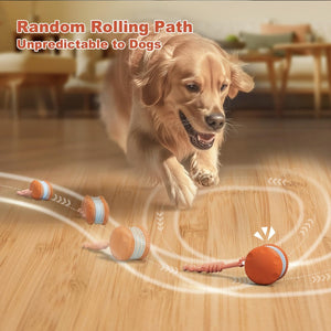 Interactive Dog Toys, Random Path Electric Automatic Moving and Rolling Dogs Toy with Rope for Small Medium Large Dogs, Motion-Activated Dog Stimulation