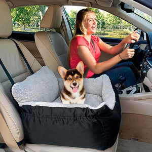 Dog Car Seat for Small Dogs, Soft Pet Car Travel Home Bed Under 25 lbs, Fully Detachable and Washable Cat Booster Carseats with Storage Pockets