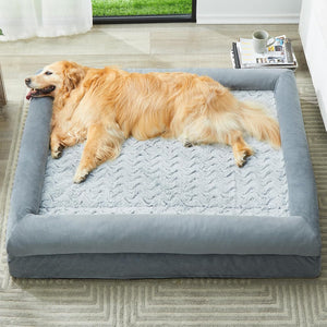 Extra Large Dog Bed, Washable Dog Couch with Removable Waterproof Cover, Orthopedic Large Pet Sofa Bed with Bolster Sides for Sleeping