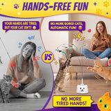 Interactive Cat Toys for Indoor Cats: Upgraded 360° Automatic Spin Flying Bird Feather Wand with Silicone Protected Rod Safe Play, Strong 8cm Suction Cup