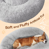 Small Dog Bed, Calming Soft Anti-Anxiety Donut Cat Bed, Washable Round Fluffy Cushion for Small and Medium Pets