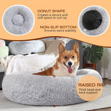 Small Dog Bed, Calming Soft Anti-Anxiety Donut Cat Bed, Washable Round Fluffy Cushion for Small and Medium Pets