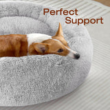 Small Dog Bed, Calming Soft Anti-Anxiety Donut Cat Bed, Washable Round Fluffy Cushion for Small and Medium Pets