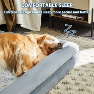 Extra Large Dog Bed, Washable Dog Couch with Removable Waterproof Cover, Orthopedic Large Pet Sofa Bed with Bolster Sides for Sleeping